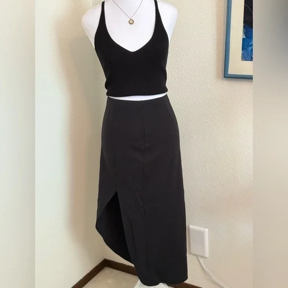 Abercrombie & Fitch Fitted Slit Asymmetrical Tulip Skirt Feminine Chic Glam - Picture 6 of 11